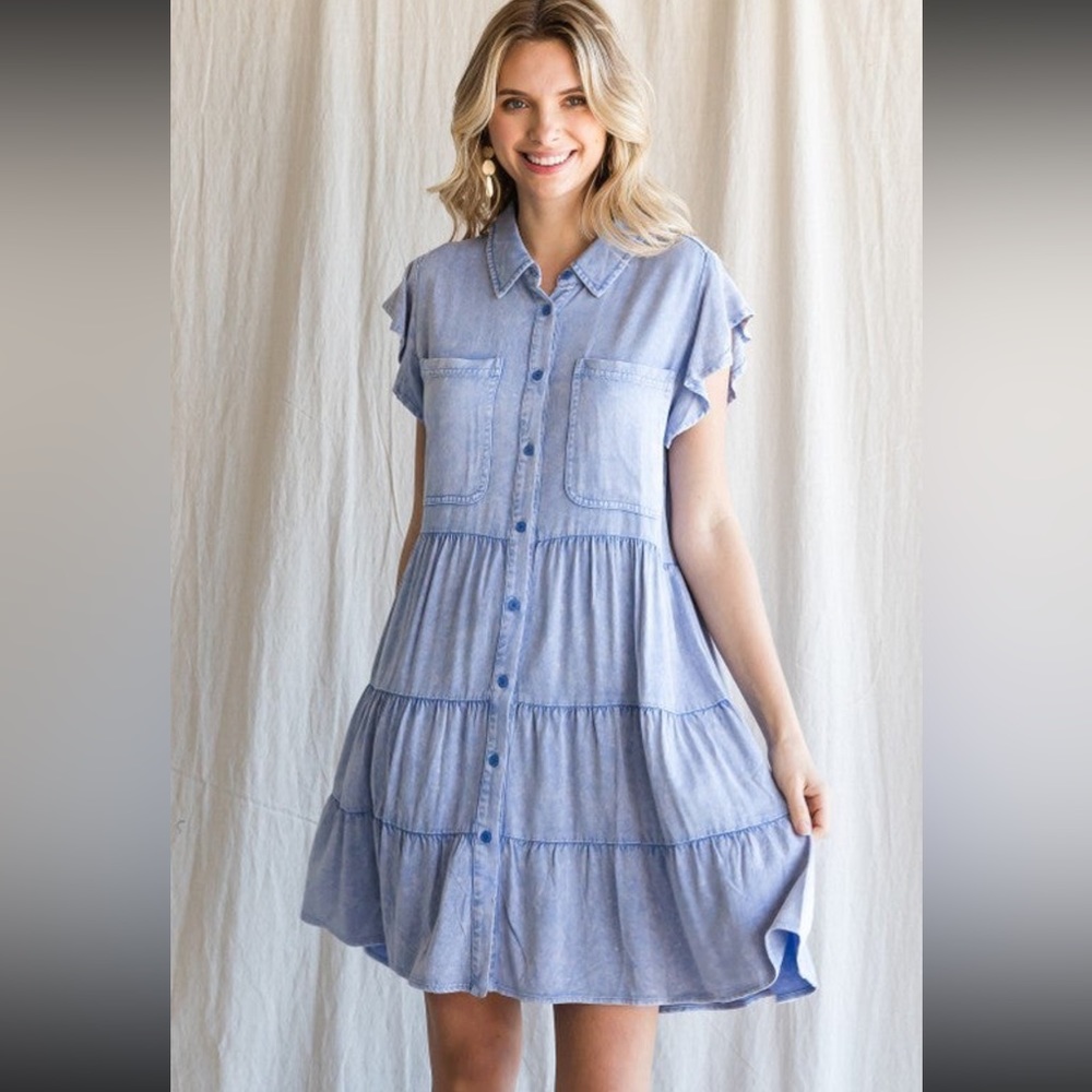 NWT - Jodifil tiered button down dress with pockets - Size 2X